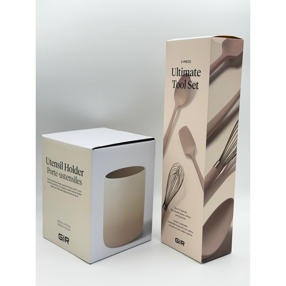 GIR Utensil Holder and 3-Piece Ultimate Tool Set Tan Silicone NEW